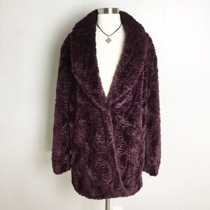 Express Faux Fur Teddy Coat New Retails For $400 Burgundy